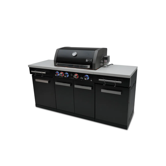 Mont Alpi 5-Burner Black SS Grill Island w/ Rotisserie