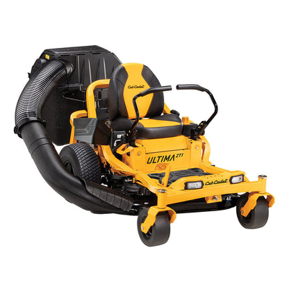 Yellow and black Cub Cadet zero-turn lawn mower on a white background