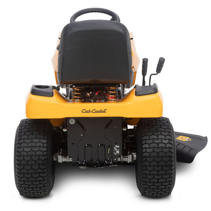 Yellow Cub Cadet lawn mower on a white background