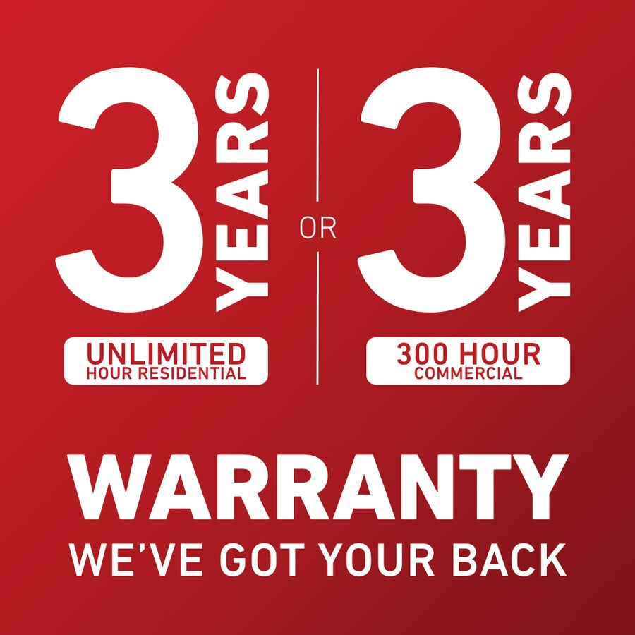 Red background with white text indicating a 3-year warranty offer.