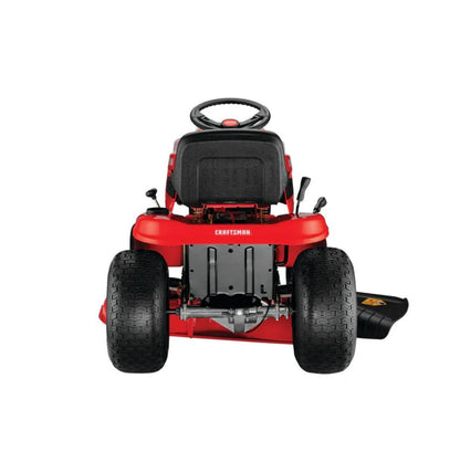 Red riding lawn mower on a white background