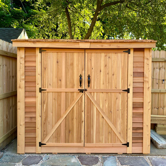 Outdoor Living Today SpaceSaver 8×4 Cedar Storage Shed with Double Doors