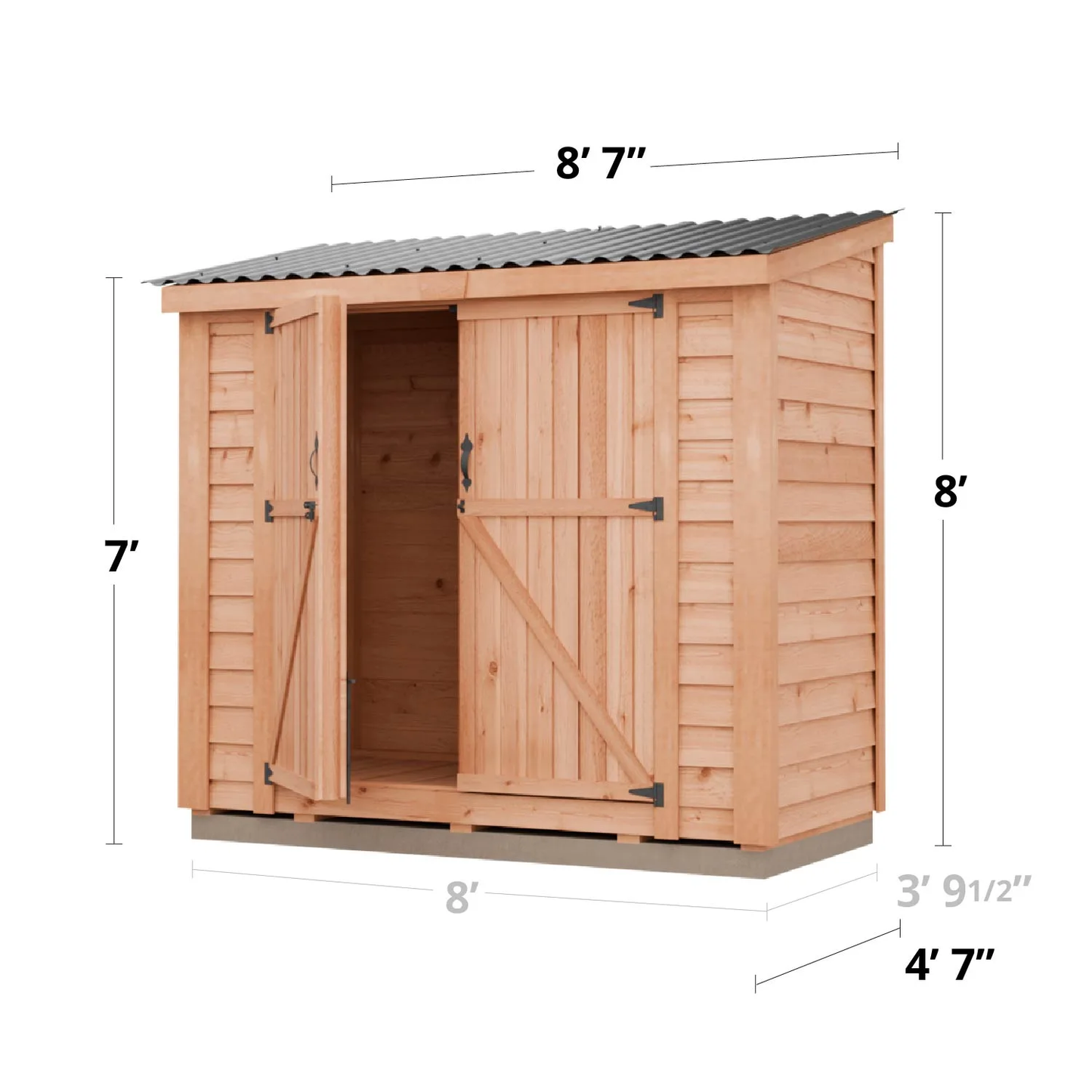 Outdoor Living Today SpaceSaver 8×4 Cedar Storage Shed with Double Doors