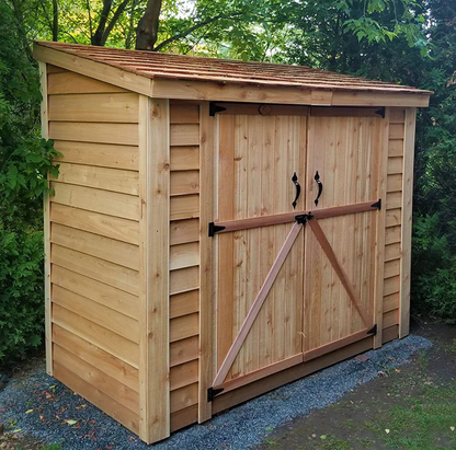 Outdoor Living Today SpaceSaver 8×4 Cedar Storage Shed with Double Doors
