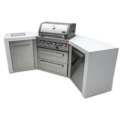 Outdoor kitchen grill with cabinets on a white background
